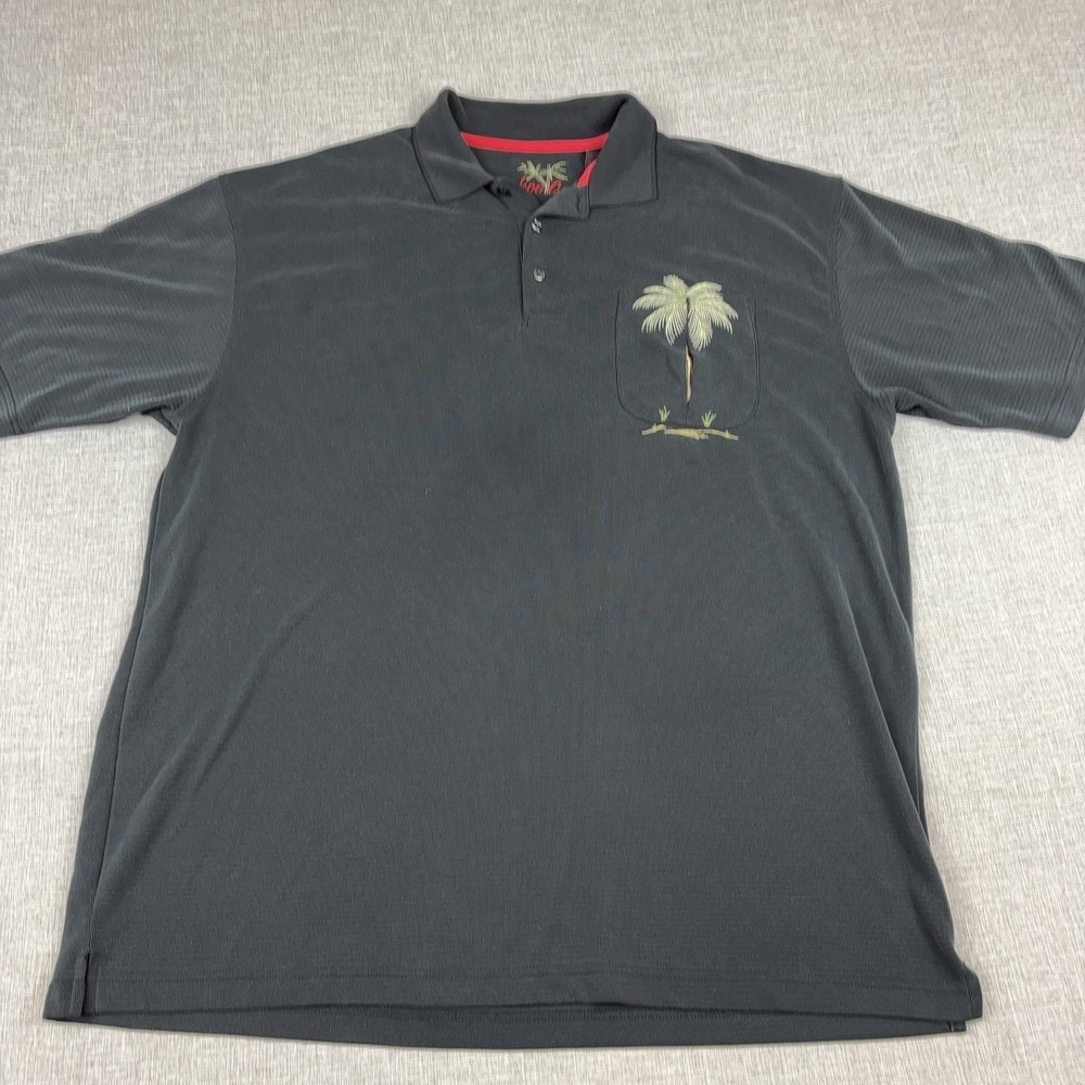 Bamboo Cay Polo Shirt Mens XL Black Modal Polyester Golf Embroidered Pocket